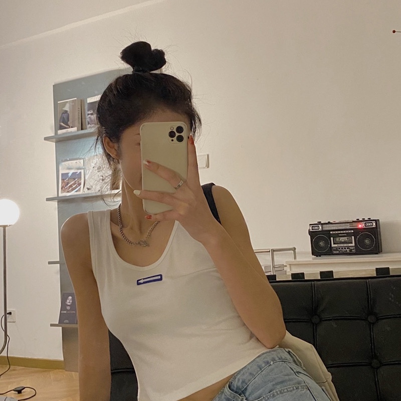 [Hàng Quảng Châu]SP225 Áo ba lỗ len tăm croptop mũi tên giống ảnh 100%