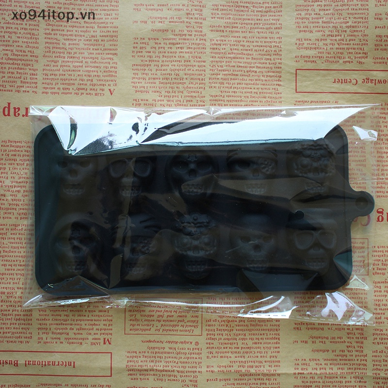 Xoitop Khuôn Làm Đá 10 Ô Hình Đầu Lâu Bằng Silicon VN