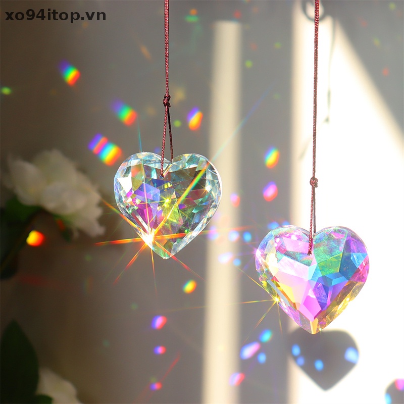 Xoitop Lưới Bắt Giấc Mơ Hình Trái Tim Pha Lê Treo Trang Trí Cửa Sổ Xe Hơi