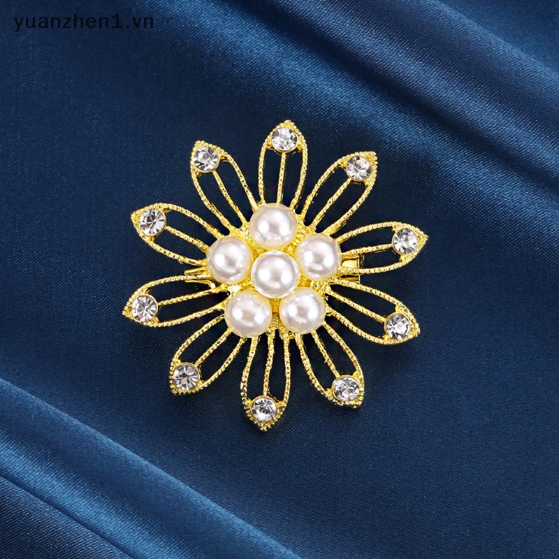 Ghim Cài Áo Hình Bông Hoa Đính Ngọc Trai Nhân Tạo Thời Trang Dành Cho Nữ
