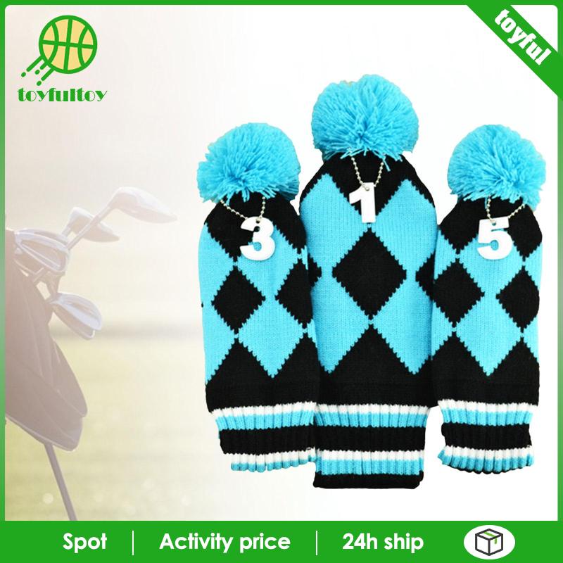 Bộ 3 Vỏ Bọc Đầu Gậy Đánh Golf Dệt Kim Thủ Công 3 5