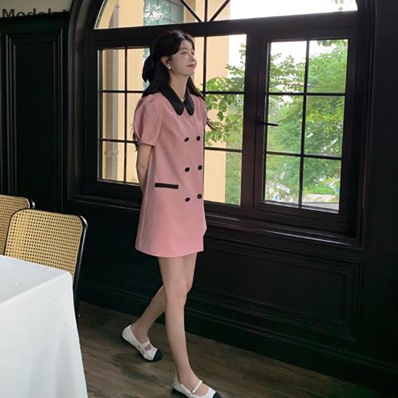 Mfc Đầm Mini Dáng Rộng Cài Nút Thời Trang Mùa Hè Đơn Giản Dễ Phối Đồ Cho Nữ