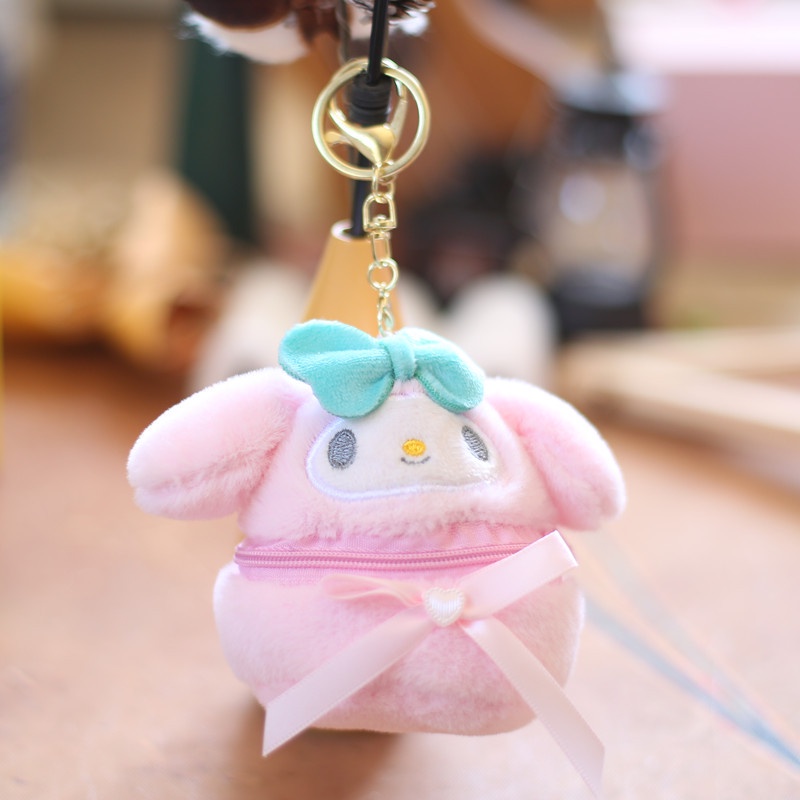 SANRIO Túi Đựng Mỹ Phẩm / Tiền Xu / Đồ Chơi Nhồi Bông Hình Kuromi Melody Cinnamoroll Purin SY2 YS2 Cho Bé Gái