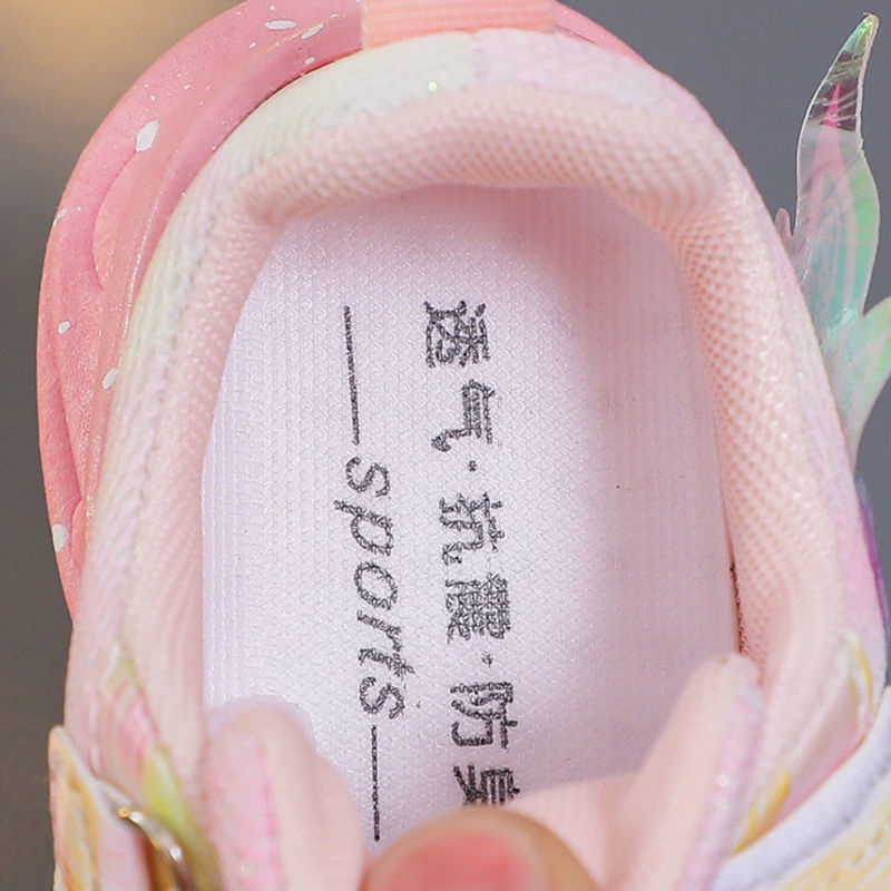 Giày Thể Thao Đế Mềm Chống Trượt Thoáng Khí Có Đèn LED Thời Trang Mùa Hè Cho Bé Gái