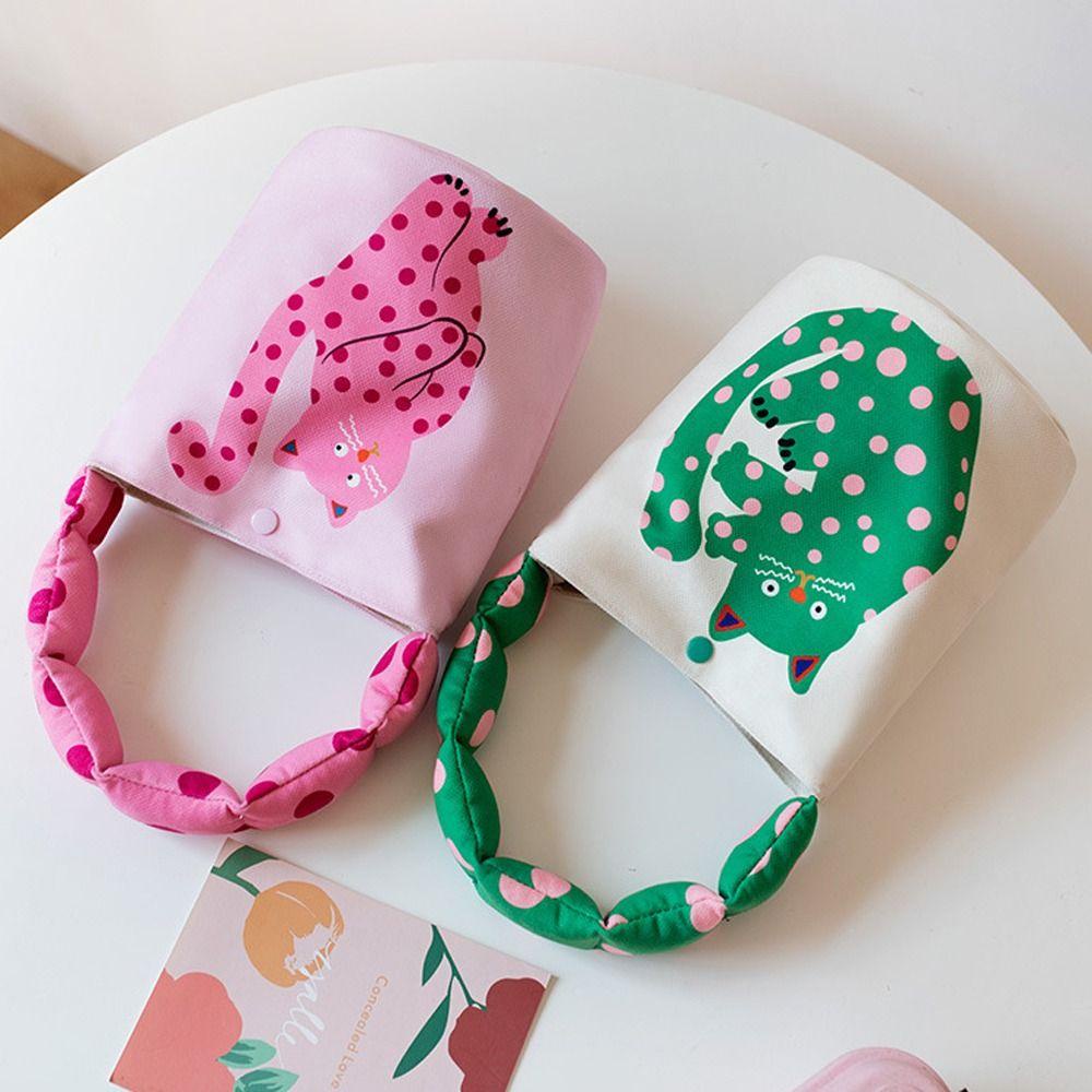 DANES Túi Đựng Mỹ Phẩm Cỡ Lớn In Họa Tiết Dâu Tây / Mèo Dễ Thương Phong Cách Hàn Quốc Cho Nữ