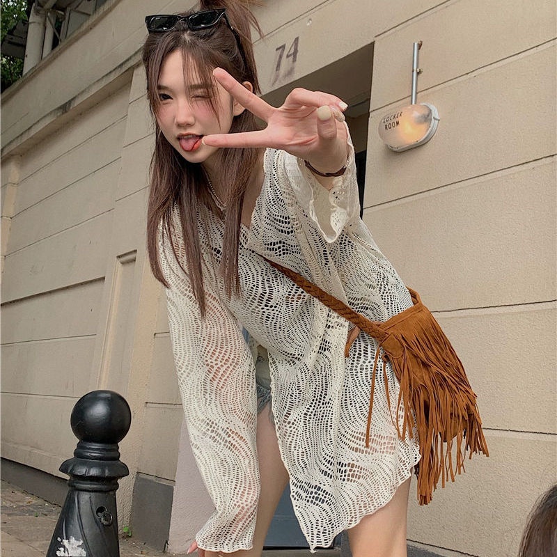 Áo COZOK tay dài cổ chữ V xẻ tà thời trang