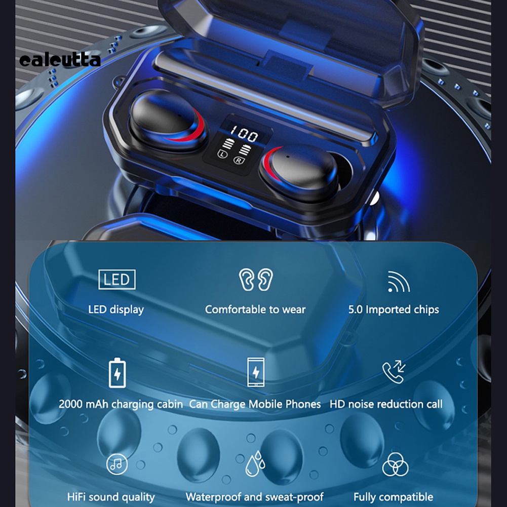Tai Nghe TWS M15 Bluetooth 5.1 Màn Hình LED Chống Nước Kèm Hộp Sạc