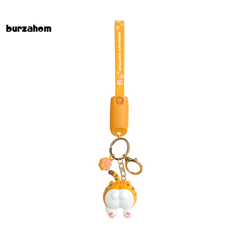 Dây Cáp Sạc Micro USB Type-C 8Pin Thiết Kế Móc Khóa Hình Mông Mèo Hoạt Hình Siêu Tốc Độ Cao 3 Trong 1 Cho Android