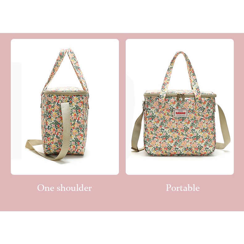 Aladdin Túi Đựng Cơm Trưa Giữ Nhiệt Sức Chứa Lớn Bằng Lá Nhôm Họa Tiết Hoa Xinh Xắn Tiện Dụng Mang Theo Du Lịch Dã Ngoại