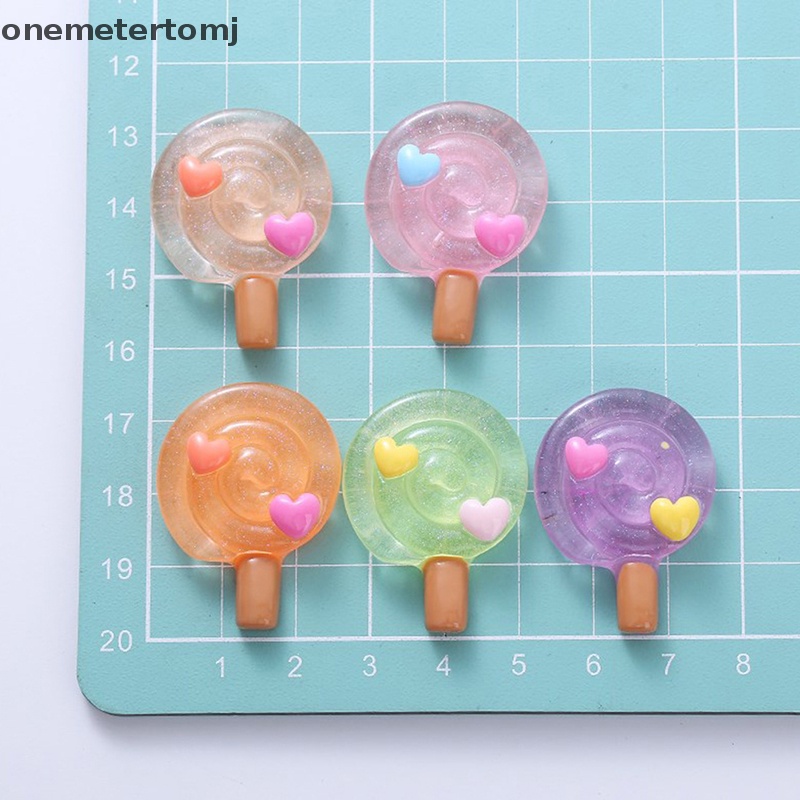 Onemetertomj Set 5 Kẹo Mút Trong Suốt Bằng Nhựa Resin DIY Trang Trí Sổ Lưu Niệm