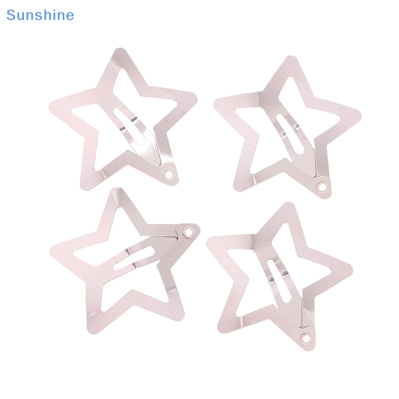 Bộ 4 Kẹp Tóc Hình Ngôi Sao Màu Bạc Đơn Giản Cho Nữ