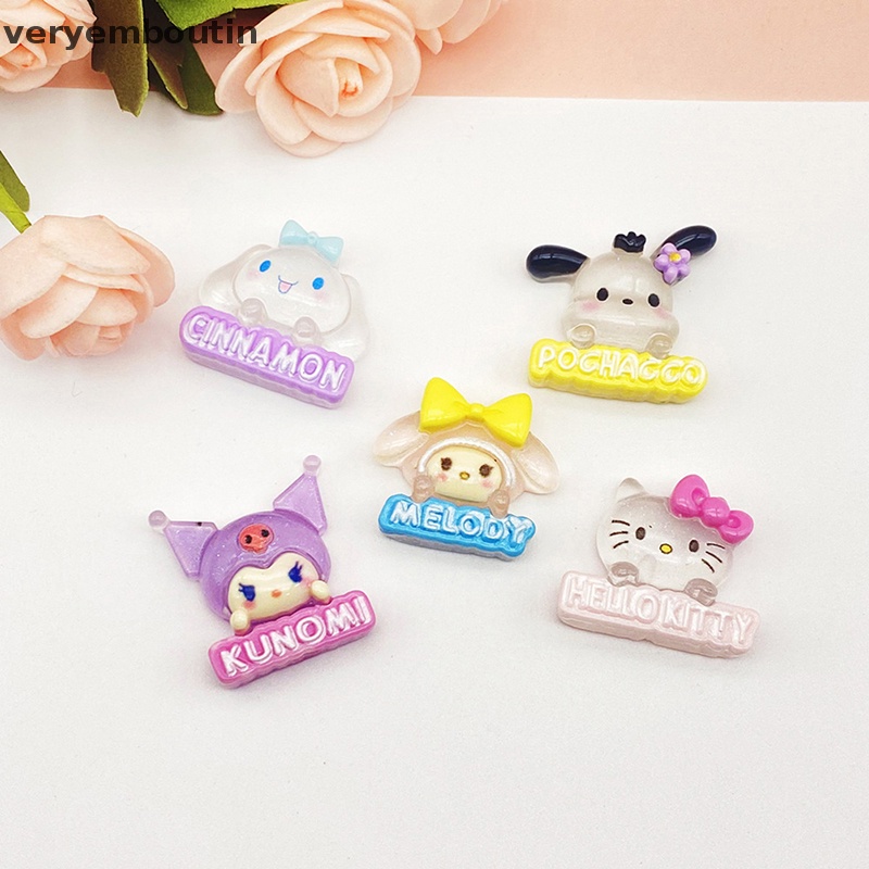 Bộ 2 Phụ Kiện Trang Trí Hình Cinnamoroll Hello Kitty Kuromi Bằng Nhựa Phát Quang DIY
