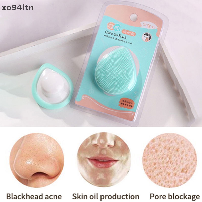 Cọ Rửa Mặt Silicone Hình Trái Tim Có Tay Cầm Tiện Lợi