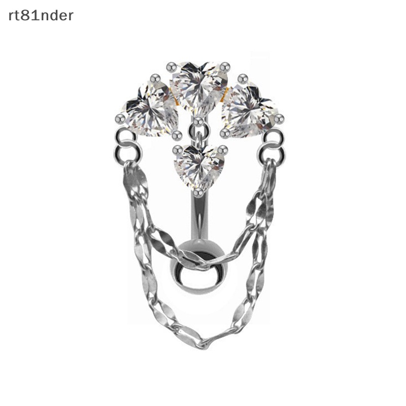 Rt Khuyên Rốn Bằng Thép Không Gỉ Hình Trái Tim Đính Đá Zircon Gợi Cảm