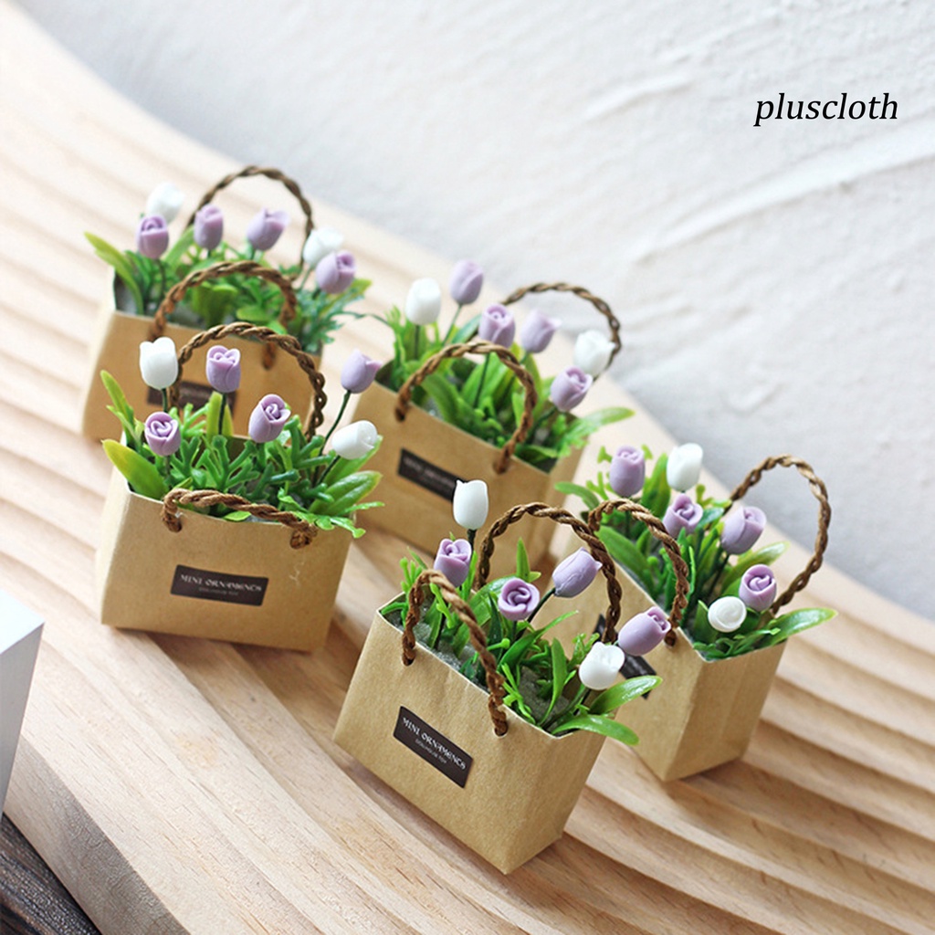 Mô Hình Hoa Tulip Mini Bằng Nhựa Resin Để Bàn Trang Trí