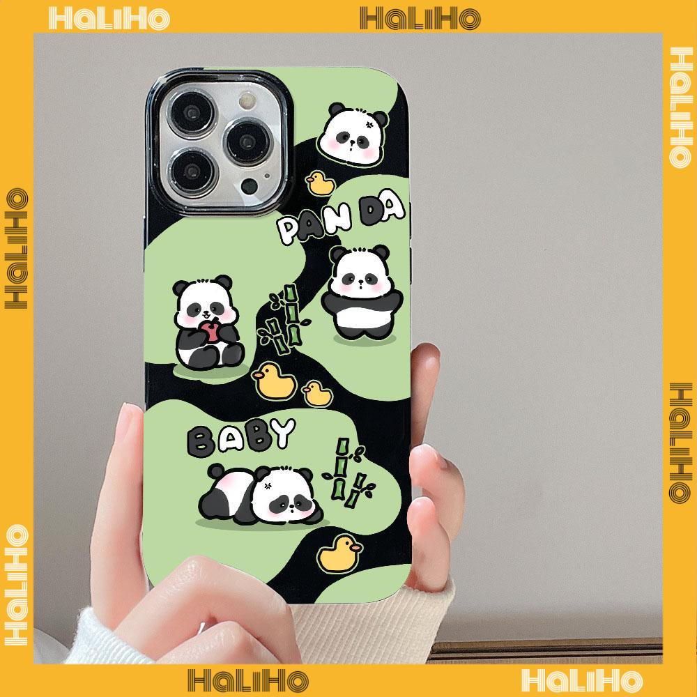 For iPhone 11 iPhone Case Black Glossy TPU Soft Case Shockproof Protection Camera Cute Lazy Four Pandas Compatible with iPhone 14 13 Pro max 12 Pro Max 11 xr xs max 7Plus 8Plus