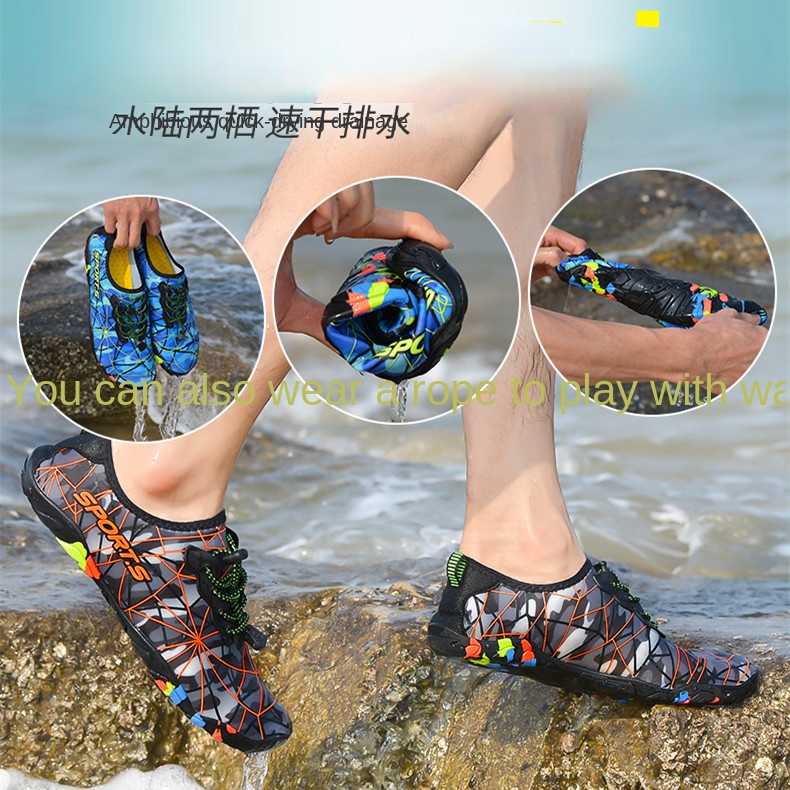 Giày Đi Biển Cỡ Lớn 35-46 Thoáng Khí Nhanh Khô Họa Tiết Rằn Ri Cá Tính Cho Nam Nữ Giày Thể Thao Thời Trang Năng Động