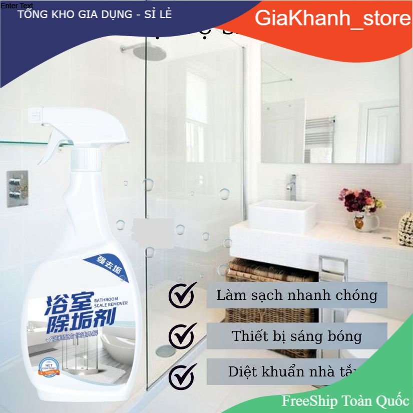Tẩy Cặn Canxi Vách Kính - Vệ Sinh Nhà Tắm - Chai Xịt Làm Sạch Vòi Rửa, Gương - Tẩy Trắng Bồn Rửa, Gạch Men