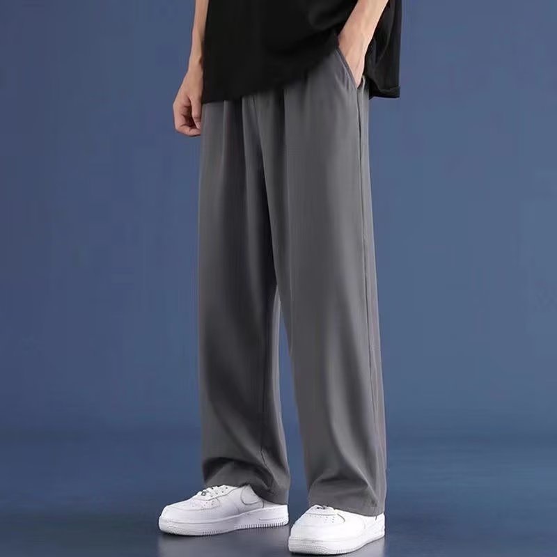Quần Dài Vải Lụa Lạnh Mỏng Ống Rộng Thời Trang Mùa Hè Dành Cho Nam M-8XL Plus