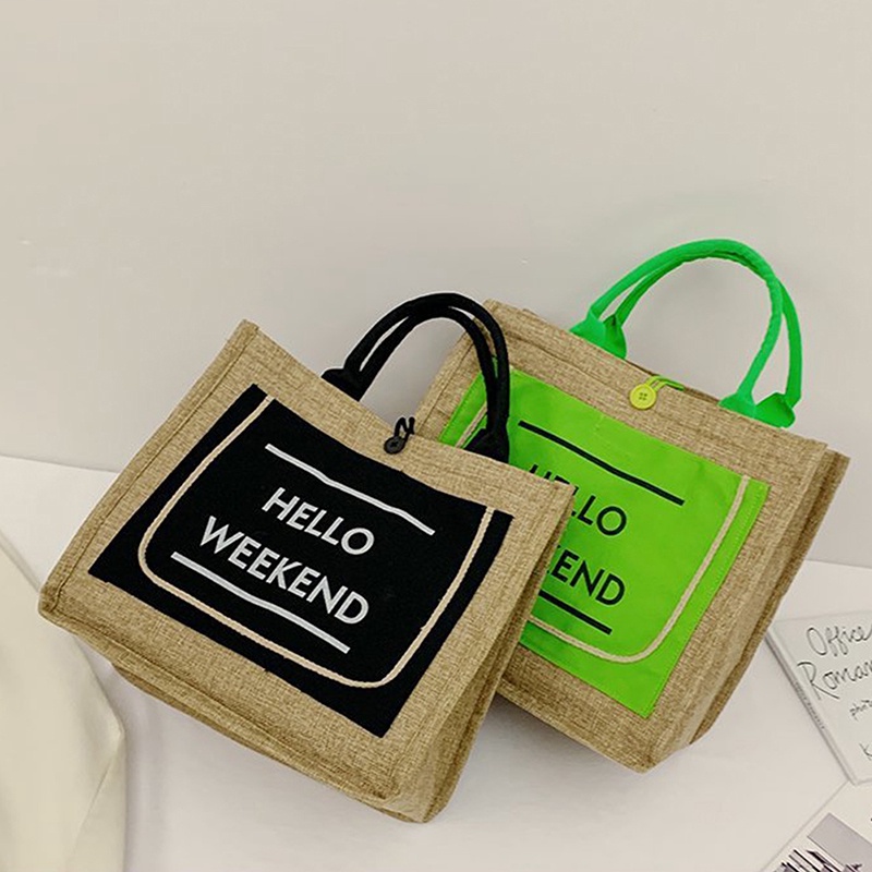 Túi Xách Vải Lanh Cotton Phong Cách Retro Cho Nữ