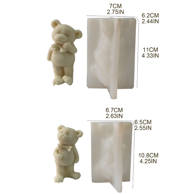 Khuôn Silicone Tạo Hình Làm Nến Hình Chú Gấu 3D Diy