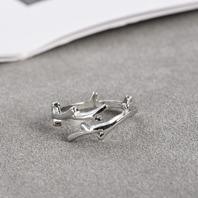 Nhẫn Hở Hình Nhánh Lá Màu Bạc Đơn Giản Thời Trang Có Thể Điều Chỉnh Cho Nữ