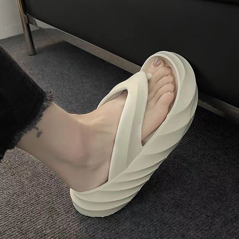 [MH] Dép Xỏ Ngón Eva Dày Đế Mềm Màu Trơn Đơn Giản Thời Trang Đi Biển Thường Ngày Dành Cho Nữ Sinh