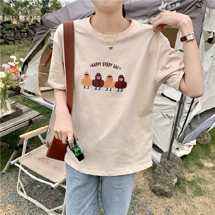 Áo Thun Ngắn Tay In Hoạt Hình Thời Trang Nữ Cá Tính DNA120