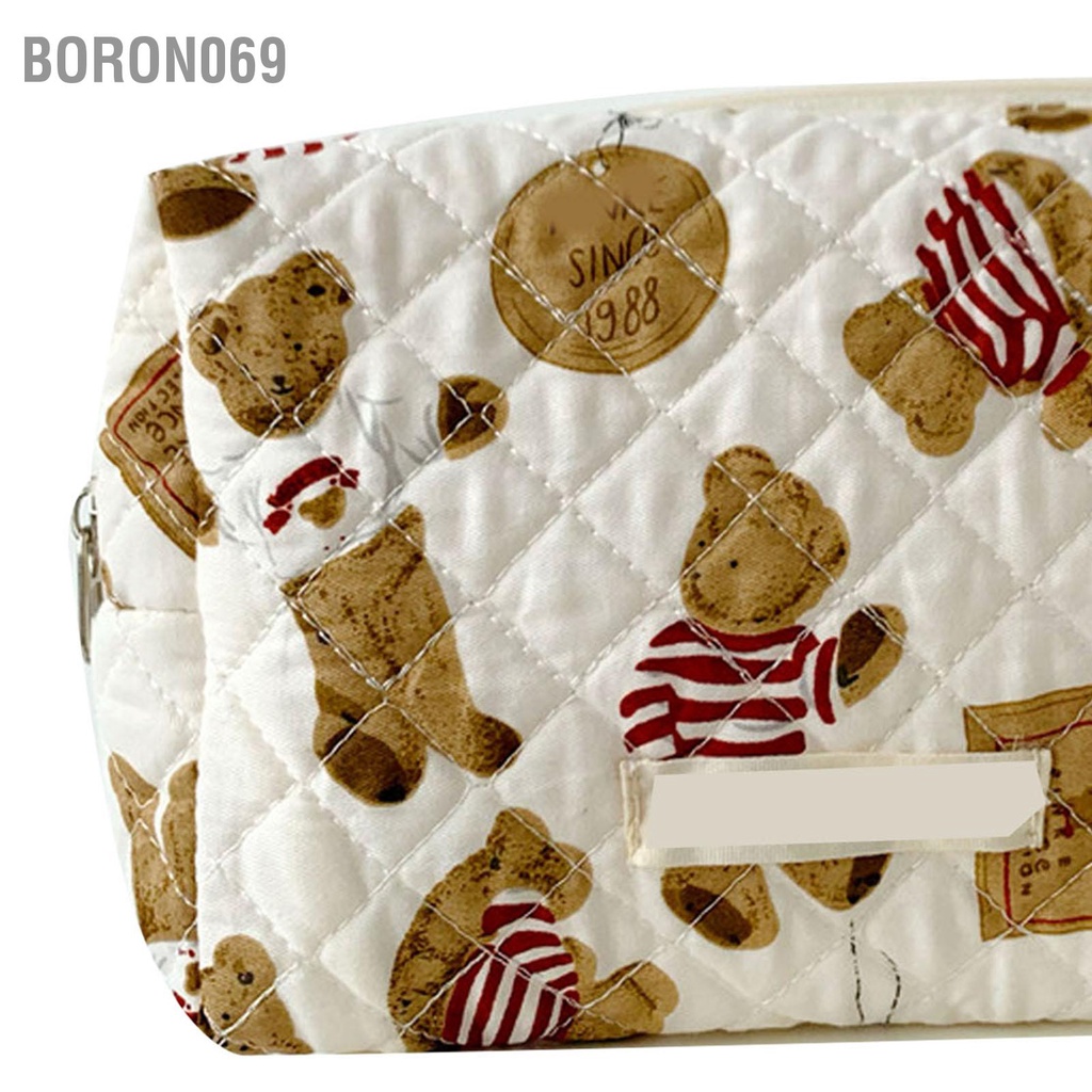 Boron069 Hình Gấu Dễ Thương Túi Trang Điểm Di Động Dung Lượng Lớn Đựng Mỹ Phẩm Dây Kéo Tổ Chức Đồ Vệ Sinh Ốp Lưng