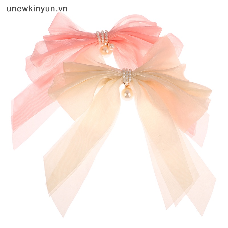 Kẹp Tóc Nơ Vải Chiffon Màu Trơn Cỡ Lớn Thời Trang Mùa Hè Cho Nữ