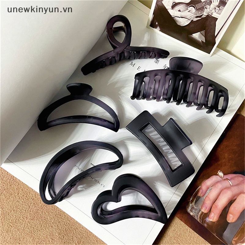 Kẹp Tóc Càng Cua Bằng Acrylic Màu Xám Kiểu Vintage Thanh Lịch