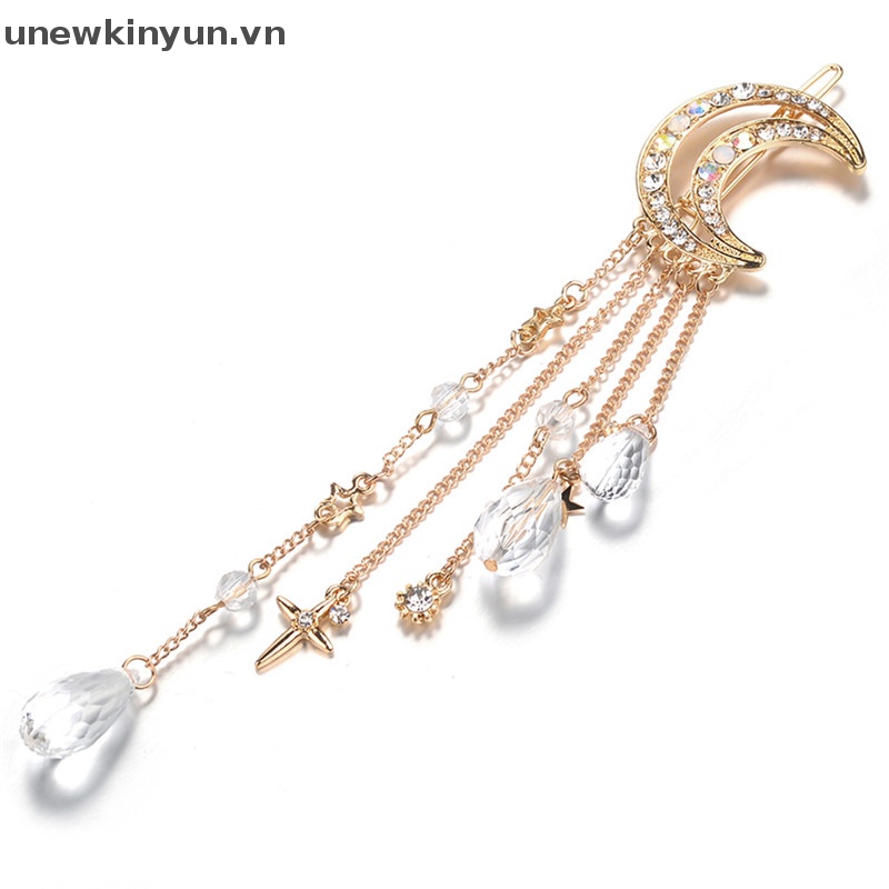 Kẹp Tóc Hình Mặt Trăng Đính Đá Thời Trang Cho Nữ