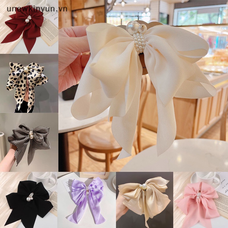 Kẹp Tóc Đính Nơ Và Ngọc Trai Cỡ Lớn Thời Trang Cho Nữ