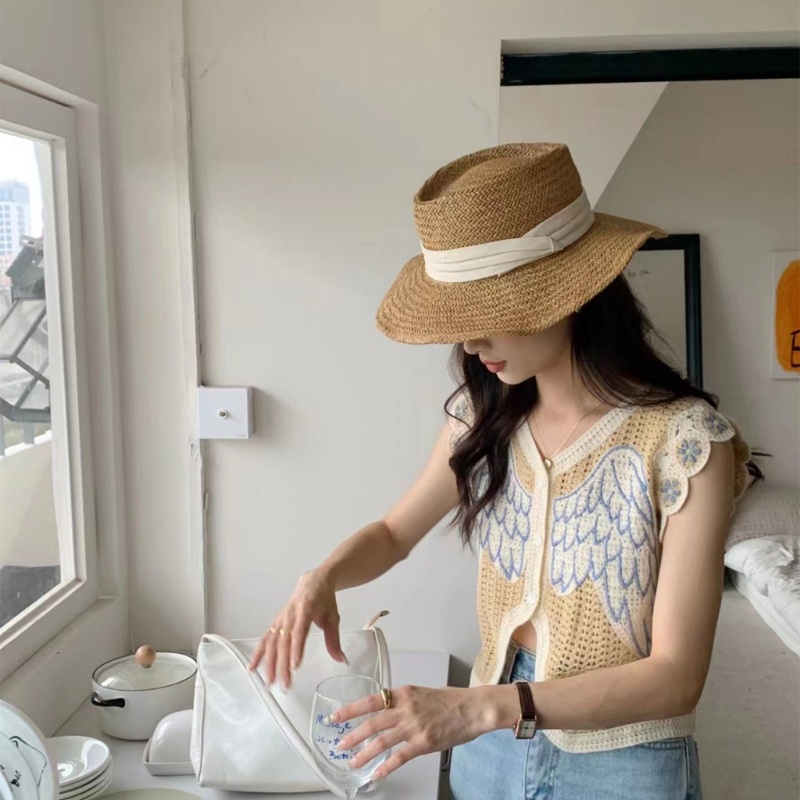 Áo Croptop Sát Nách Thêu Họa Tiết Phối Nút Đơn Giản Cho Nữ