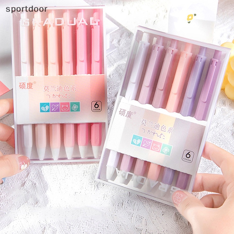 Set 6 Bút Mực Gel Ngòi 0.5mm Mực Đen Kiểu Dáng Dễ Thương Cho Học Sinh / Nhân Viên Văn Phòng