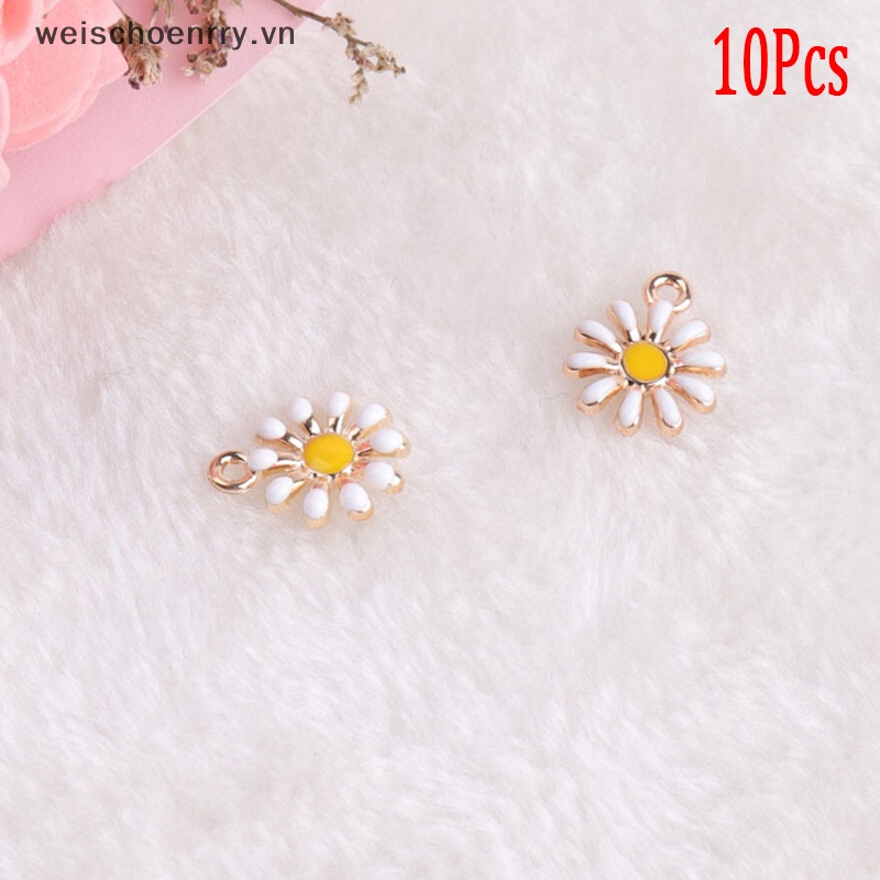 10 Mặt Dây Chuyền Hình Hoa Hướng Dương Bằng Hợp Kim Tráng Men DIY