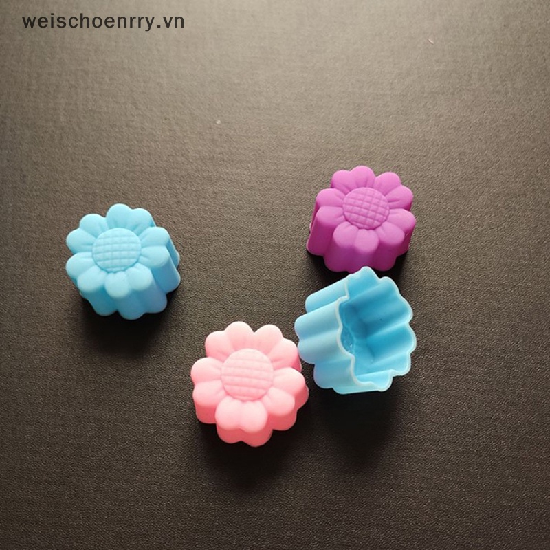 Set 10 Khuôn Silicon Làm Bánh Kẹo Hình Hoa Hướng Dương DIY