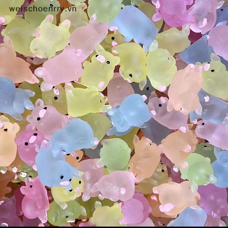 Set 2 Tượng Heo Con Bằng Nhựa Phát Quang Trang Trí Tiểu Cảnh