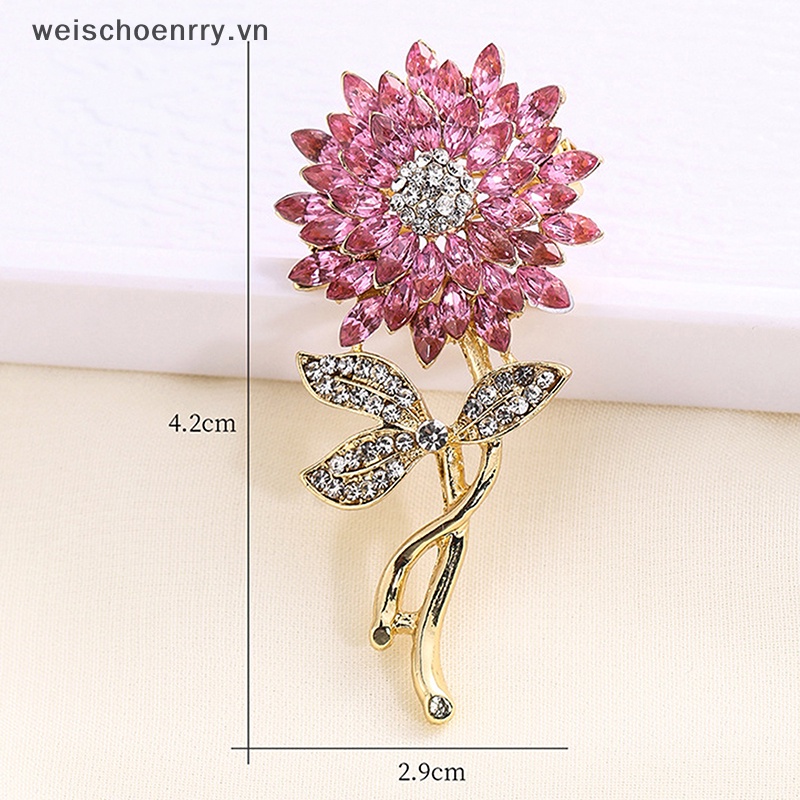 Ghim Cài Áo Hình Hoa Hướng Dương Đính Đá Pha Lê Thời Trang Cho Nữ