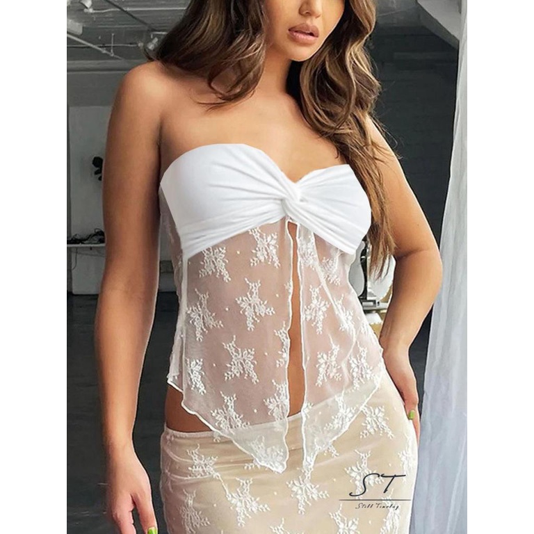 Áo Ống Ren Mỏng Không Tay Thời Trang Mùa Hè Dành Cho Nữ CY03