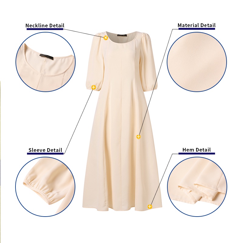 Đầm chữ A ZANZEA tay lửng cổ chữ U phong cách Hàn Quốc dành cho nữ