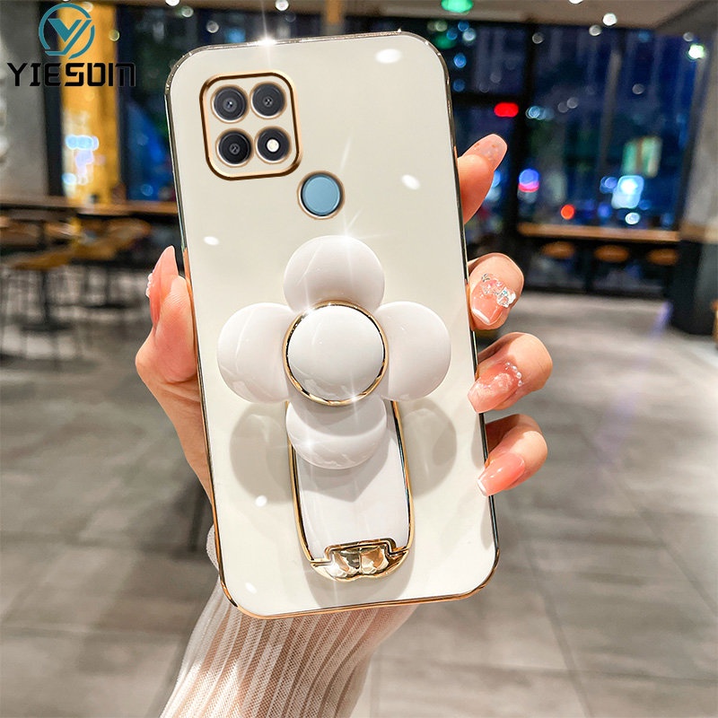 Ốp Điện Thoại Silicon Chống Sốc Có Giá Đỡ Hình Hoa 3D Dễ Thương Cho OPPO A15 A15S A16 A16K A16E A54 A55 4G A53 A31 A9 A5 2020