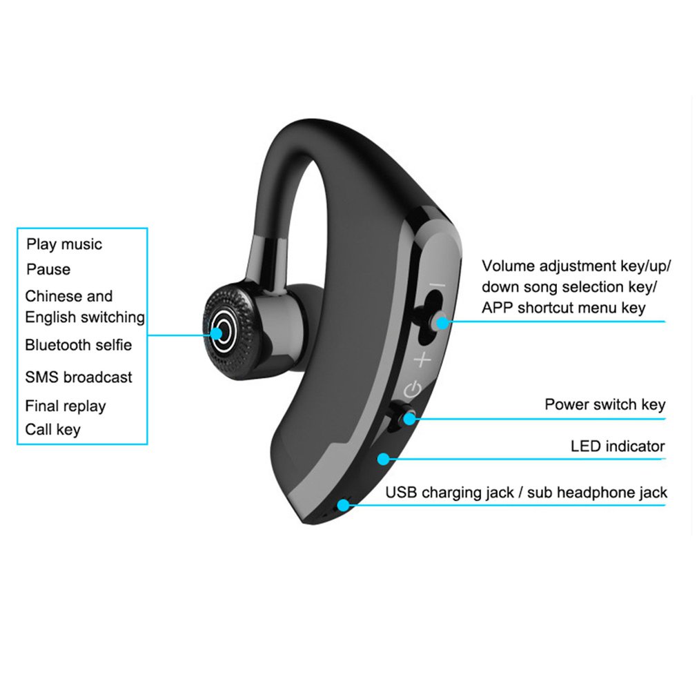 V9 Earphones Wireless Headphones Handsfree Headset Business Drive Call Sports Earbuds [Q/5]