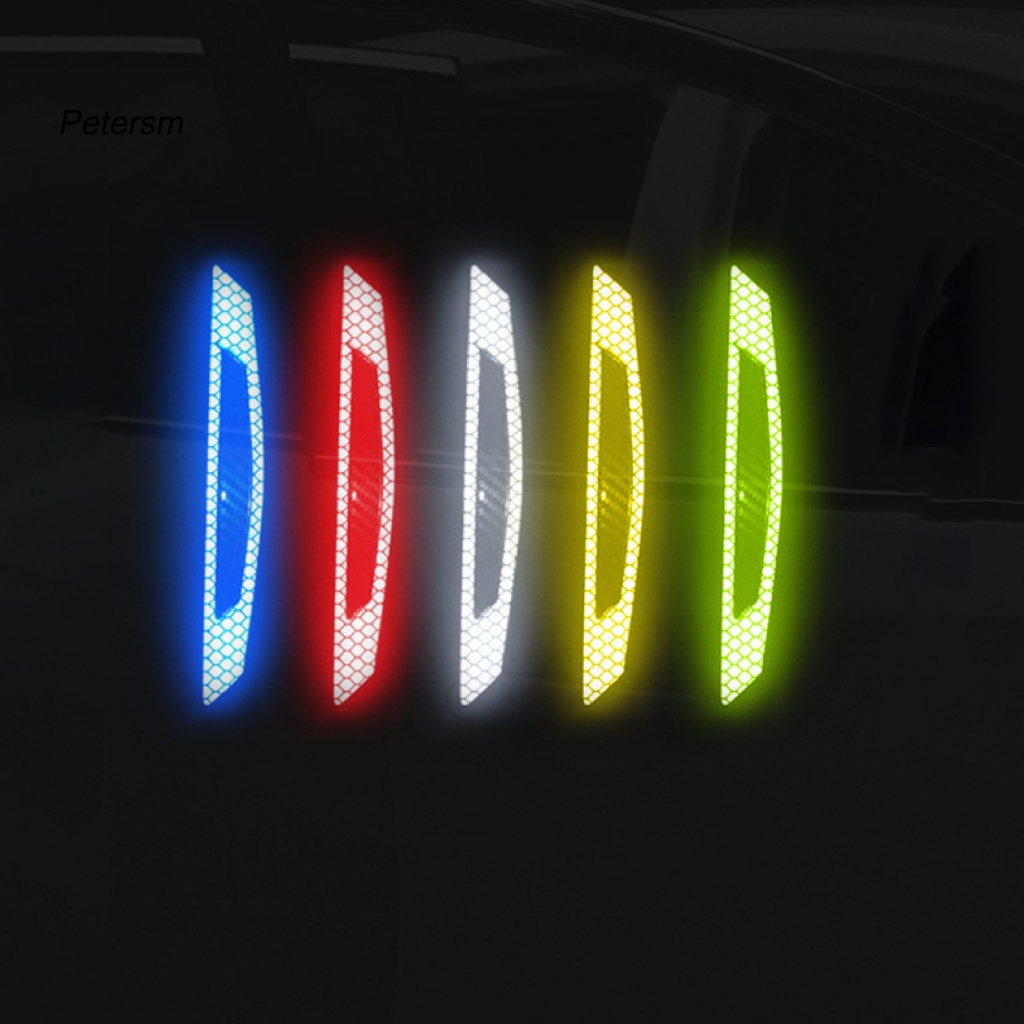 Bộ 2 Miếng Dán Phản Quang Cảnh Báo Mở Cửa Xe Hơi Bằng Sợi Carbon Chống Va Chạm