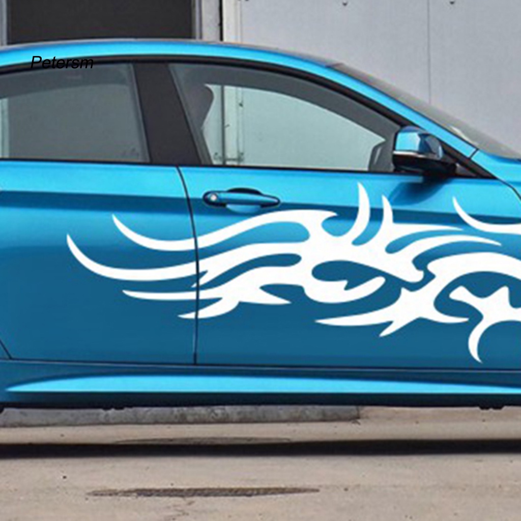 Set 2 Miếng Dán Trang Trí Xe Hơi Bằng PP Hình Hổ / Ngọn Lửa Bắt Mắt