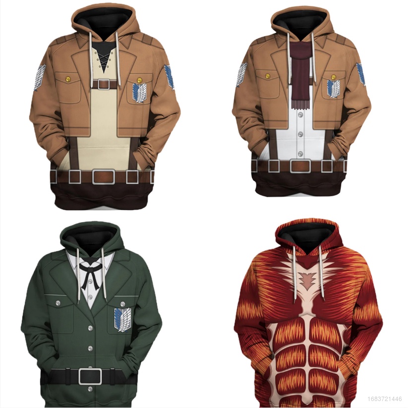Áo Hoodie Tay Dài In Hình Eren Jaeger Anime Attack on Titan Thời Trang