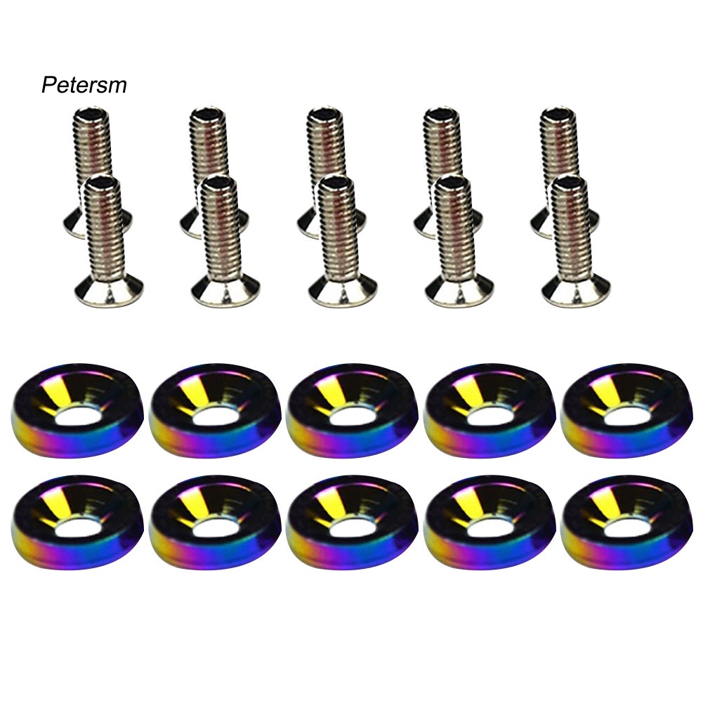FENDER Bộ 10 Ốc Vít M6 Gắn Biển Số Xe Hơi Kèm Vòng Đệm