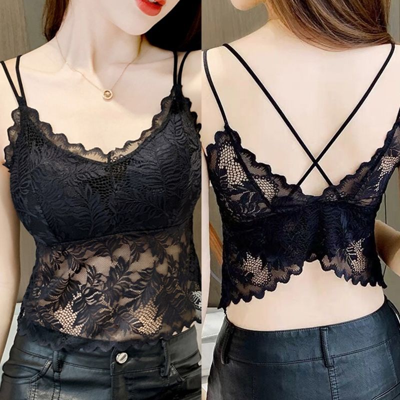 Áo Lót Dạng Ống Phối Ren Có Đệm Ngực Hình Bướm Sau Lưng Gợi Cảm Kiểu Hàn Quốc Cho Bạn Gái CF3G