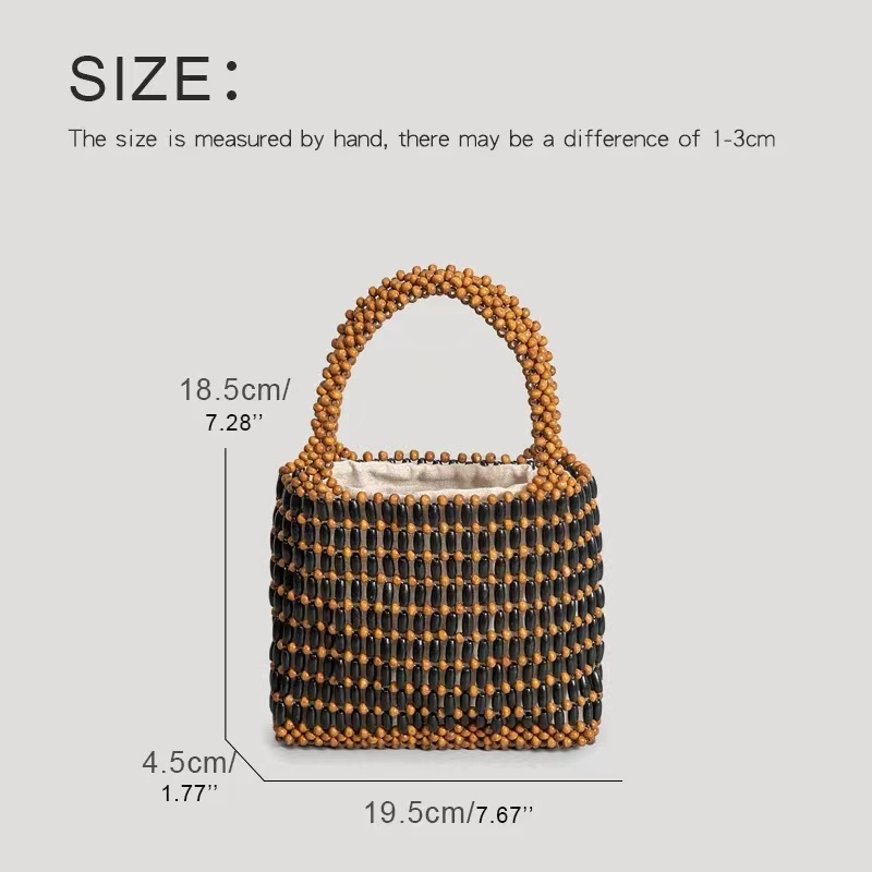 Túi Xách Đính Hạt Gỗ Thủ Công Phong Cách Thời Trang Dành Cho Nữ