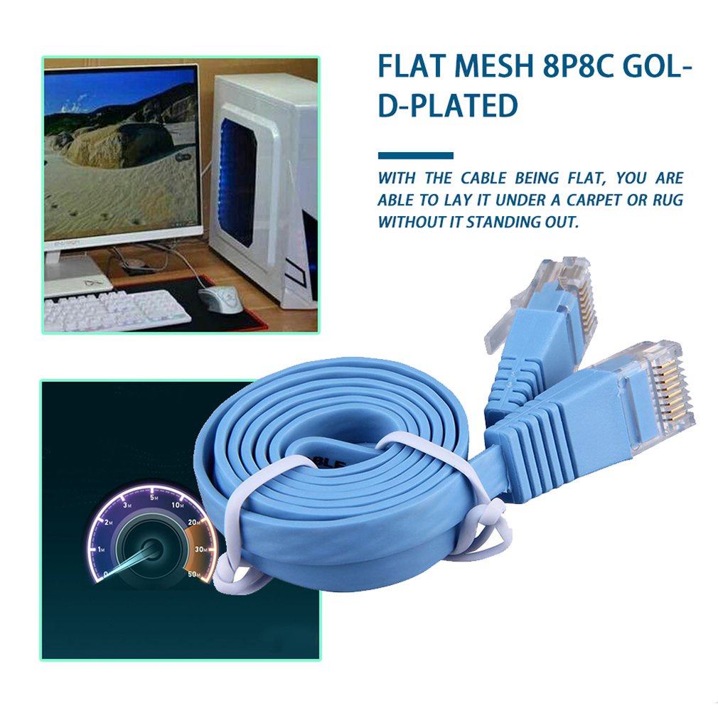 Rj45 Cat6 8P8C Flat Ethernet Patch, Network Lan Cable 1M Portable Durable Home Parvicostellae [Q/2]